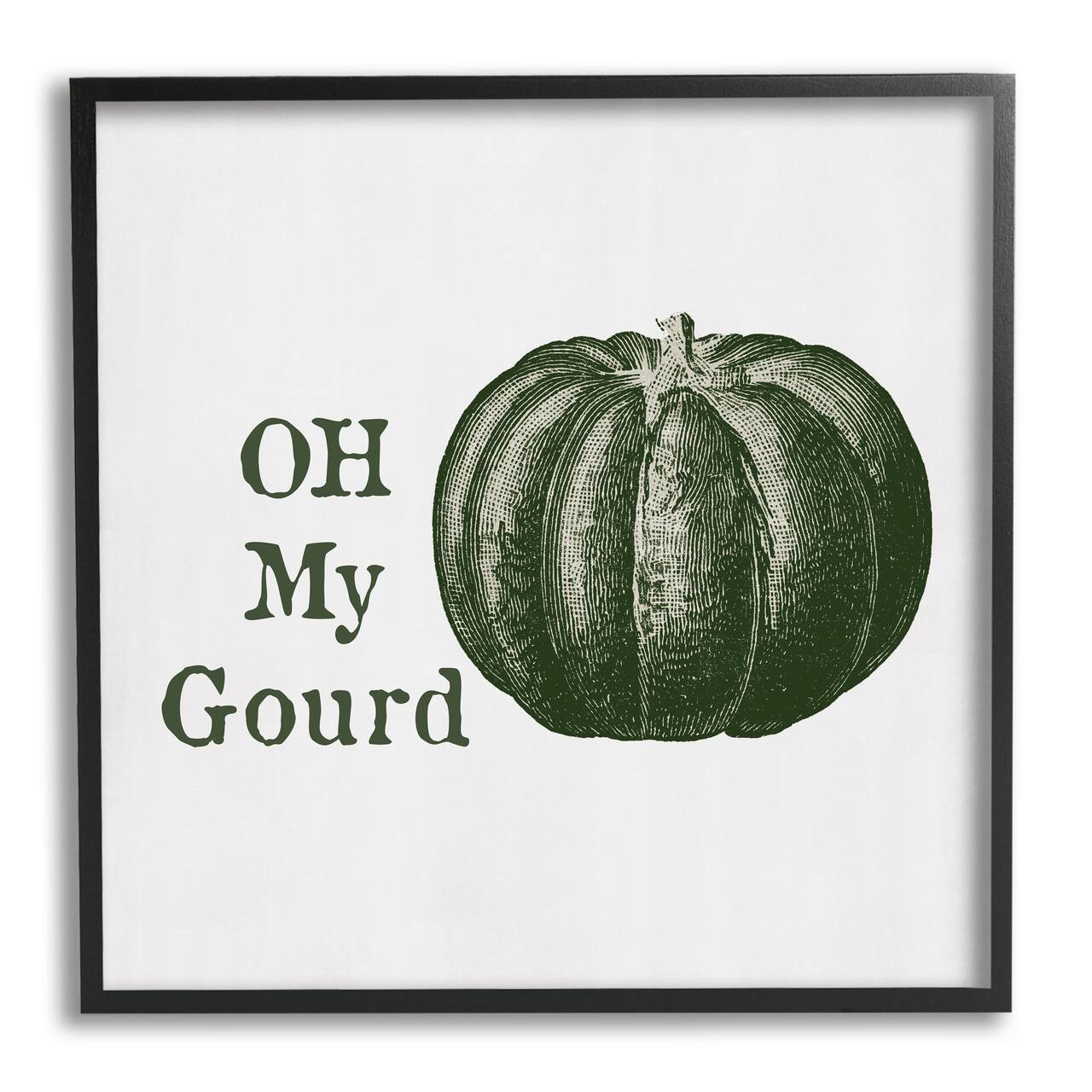 Stupell Industries Oh My Gourd Fall Pumpkin Framed Giclee Art